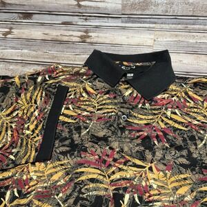 IZOD Vintage Golf Mens Large Tropical Leaf Short‎ Sleeve Polo Large See Sizing